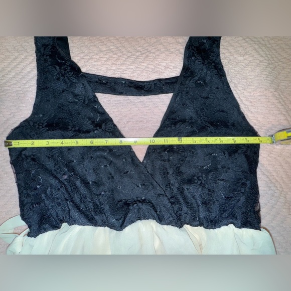 Rare London Multicolored High Low dress Plunge Neckline. Strap back Size 10VGUC - Picture 14 of 16